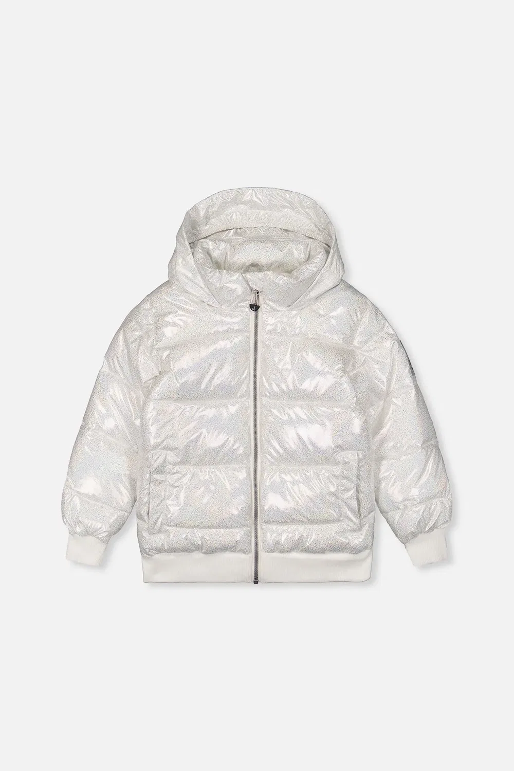 Детская зимняя куртка пуховая с блеском Winter Puffy Jacket Deux par Deux, White Glitter