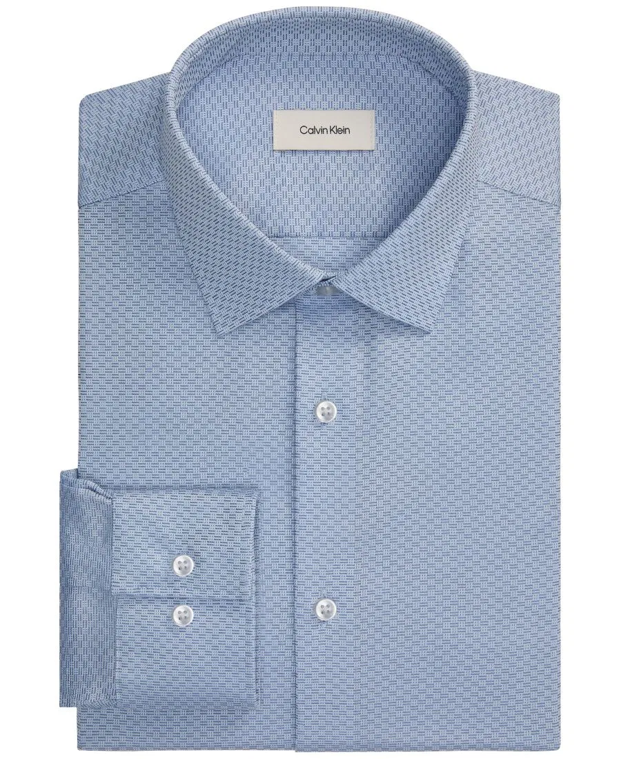 Рубашка с воротником-стойкой и длинным рукавом, модель Calvin Klein, Medium Blue