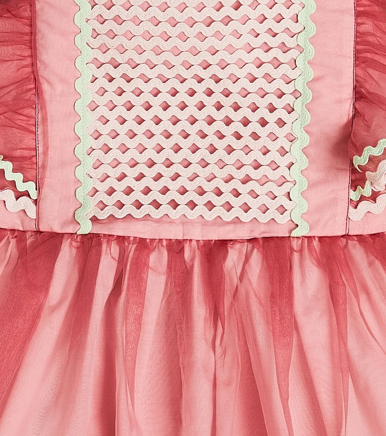 Платье с вышивкой и оборками Stella Mccartney Kids, розовый — фото 3
