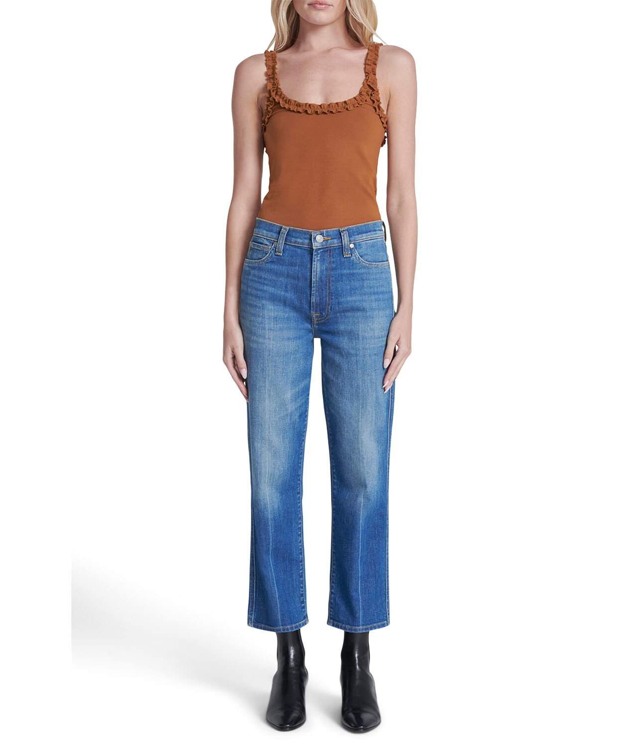 

Джинсы 7 For All Mankind, High-Waisted Cropped Straight in Garden Party