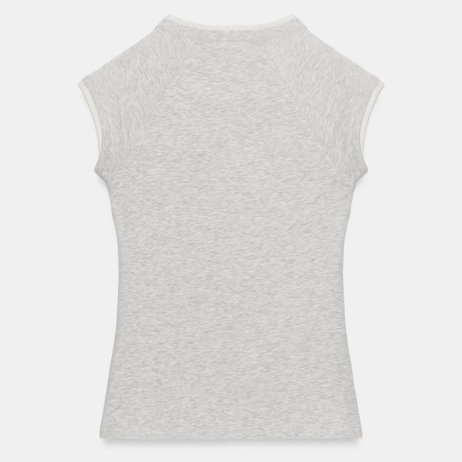Футболка Zara Double Short Sleeve Effect, серый меланж — фото 2