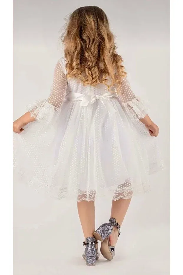 Детское кружевное платье для девочек Princess lace girls' dress Kt Pera Baby, White — фото 2
