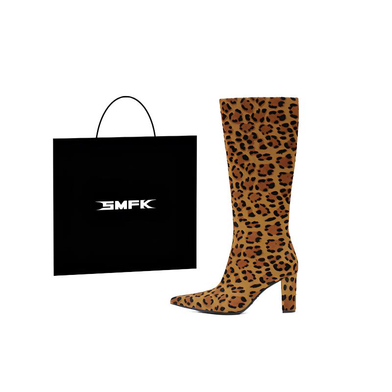 SMFK Высокие сапоги женские Original Leopard Print, цвет Original Leopard Print