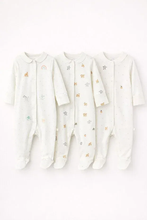 Детский комбинезон для девочек хлопковый комплект из 3 предметов Next Baby, Multicolor
