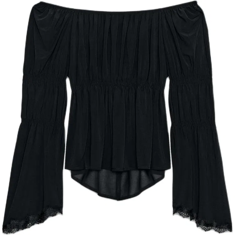 Женская шифоновая блуза с лодочкой Black ZARA, Black — фото 3