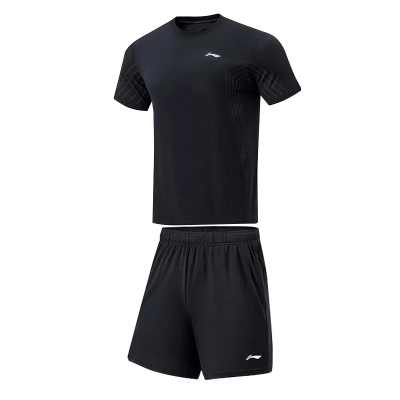 Детский комплект из футболки с коротким рукавом и шорт, Li-Ning, Black