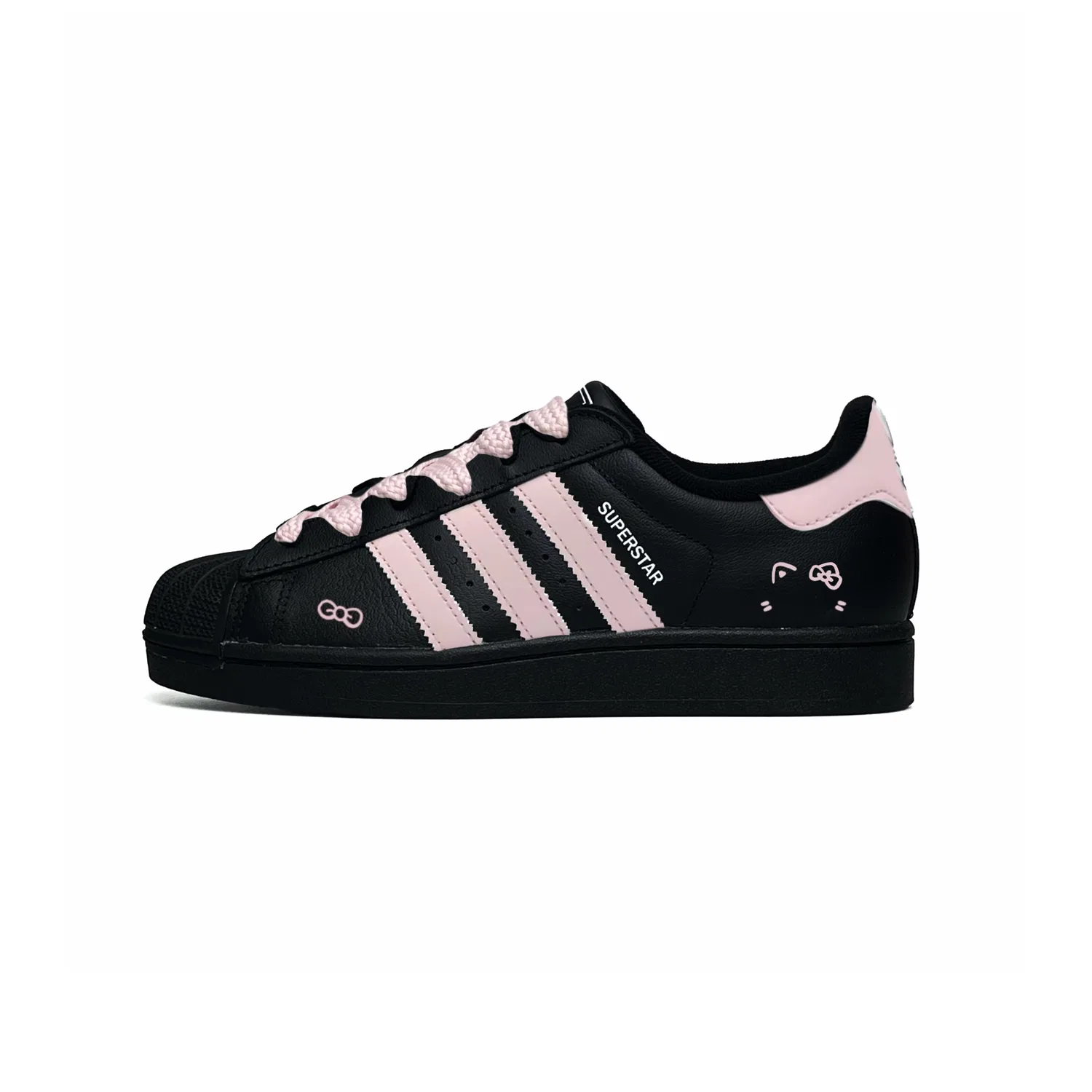 Детские кеды для скейтбординга с принтом Superstar 2 Adidas Originals, Black Pink — фото 3