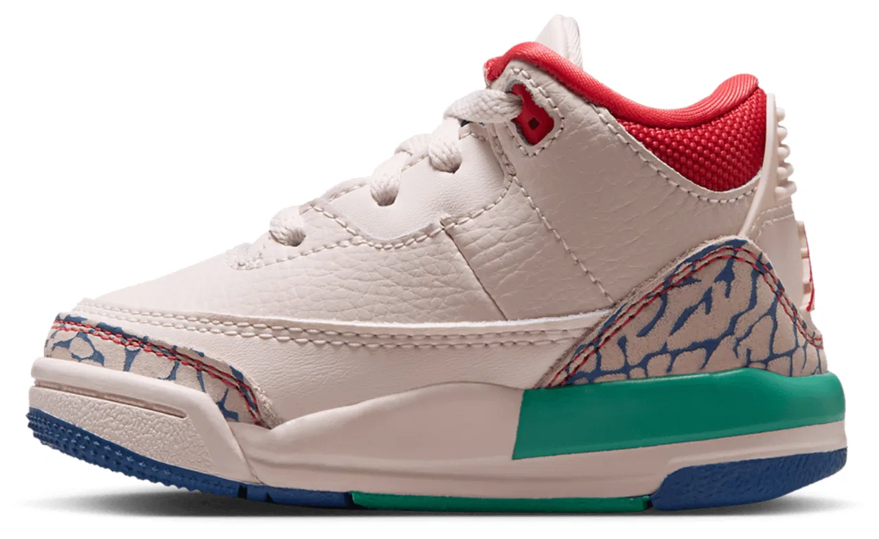 Детские кроссовки для мальчиков с принтом Jordan Retro 3 Jordan, White/Red/Green — фото 2