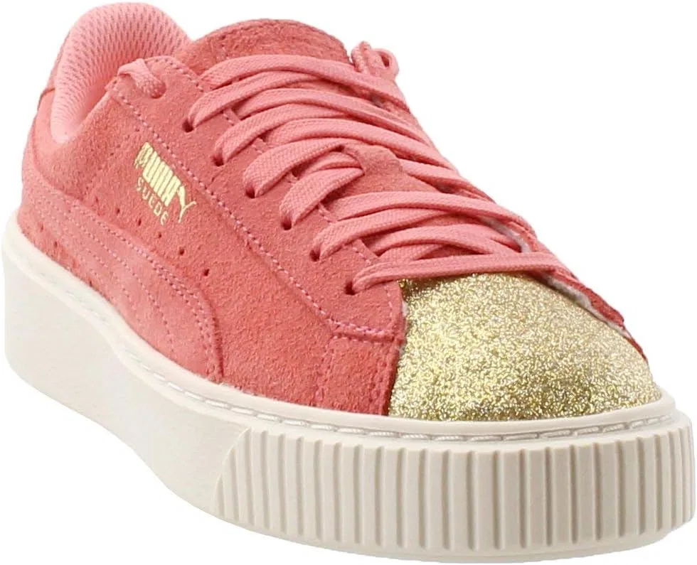 Детские кроссовки на платформе Suede Platform Sneaker PUMA, Puma Team Gold-Shell Pink — фото 2