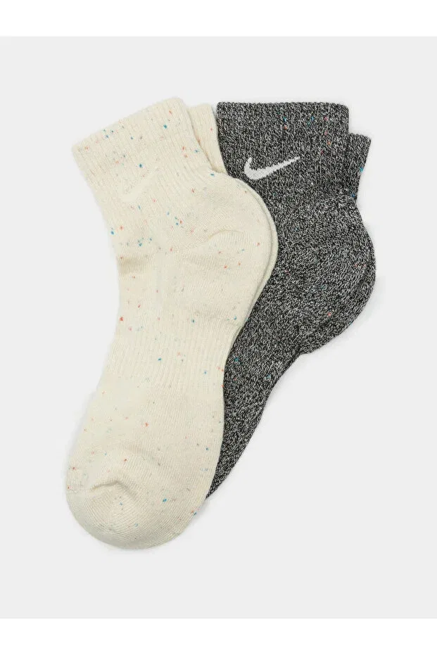 Женские носки с набивкой Everyday plus 2-pack Nike, Beige-Black — фото 3