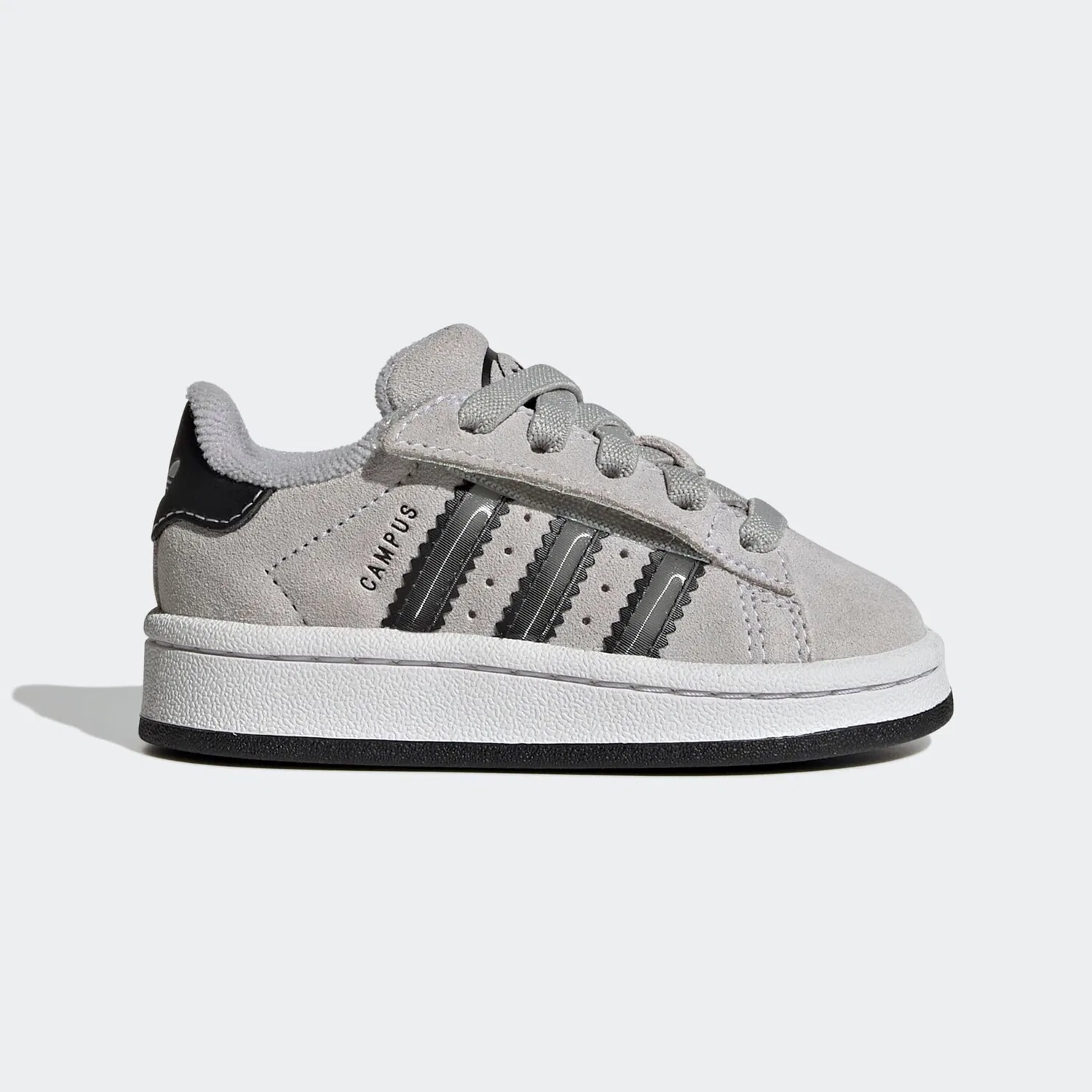 Детские кроссовки с эластичной шнуровкой и липучками Adidas Originals, Grey/Metallic Silver/Black — фото 2