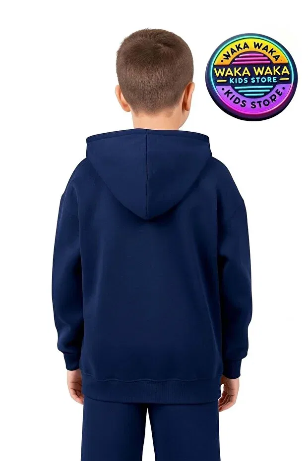 Детский кардиган с капюшоном на молнии Basics Ww Waka Waka Kids Store, Navy Blue — фото 3