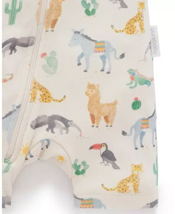 Детский комбинезон с коротким рукавом 2 шт. с принтом Purebaby, Fiesta Heads Print — фото 4