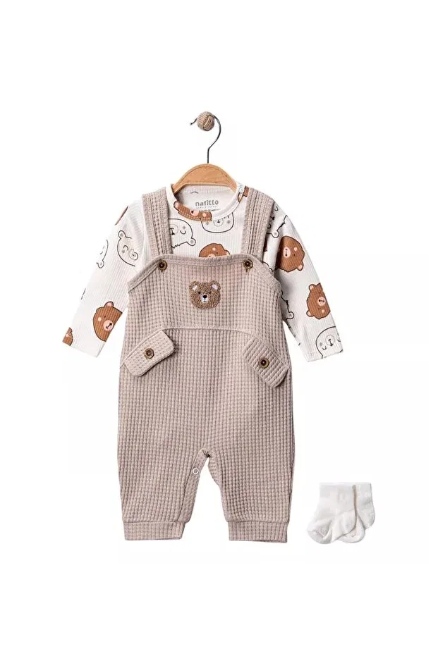 Детское боди-комбинезон для мальчиков с принтом Teddy Bear Patterned Bodysuit Nafito, Brown3 — фото 2