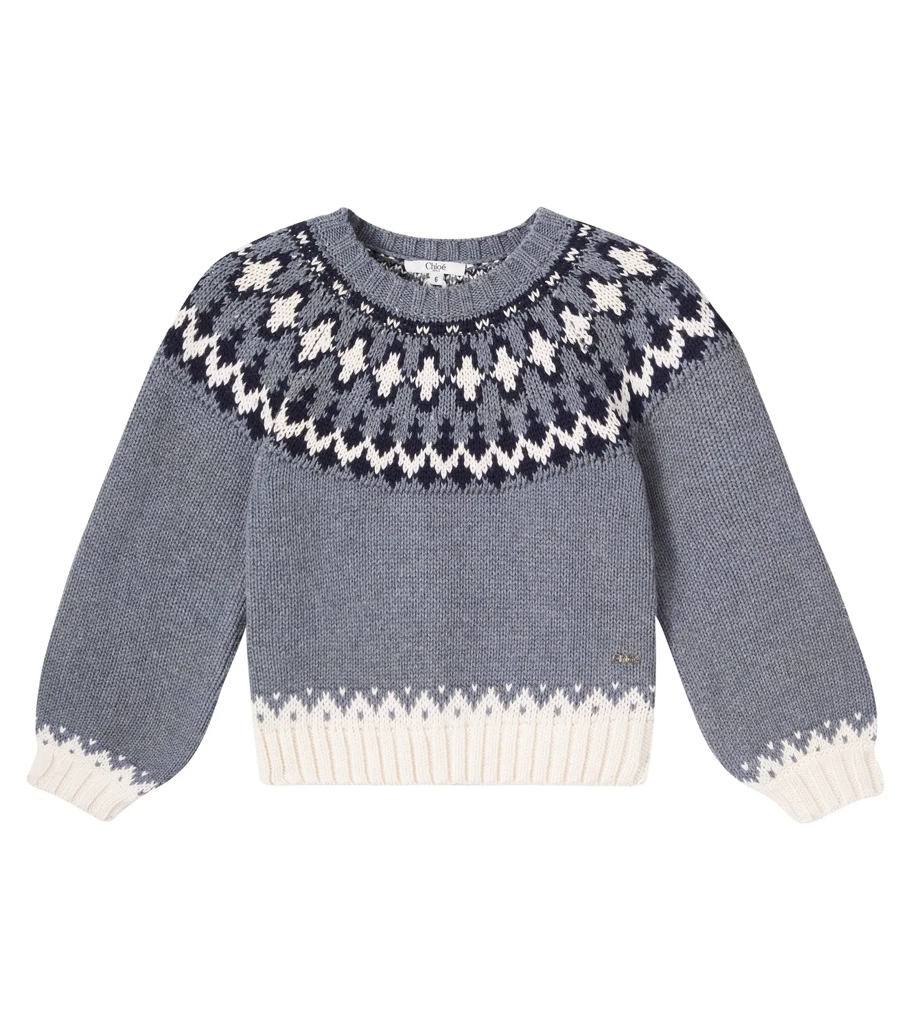 Свитер с интарсией Chloé Kids, серый
