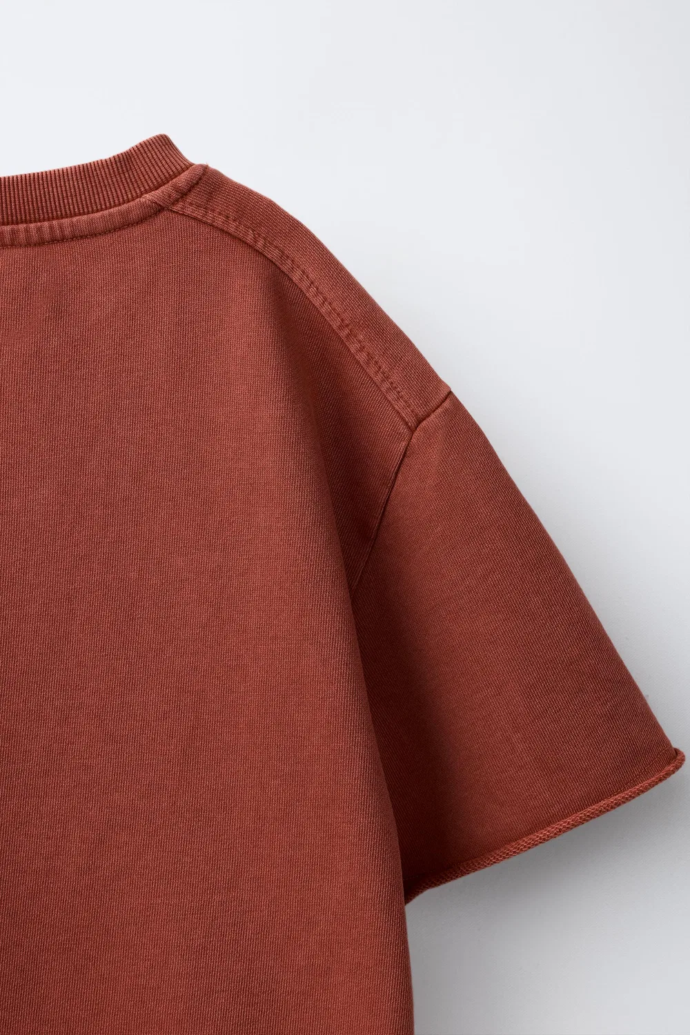 Спортивная футболка с эффектом выцветания ZARA, Brown/Taupe — фото 4
