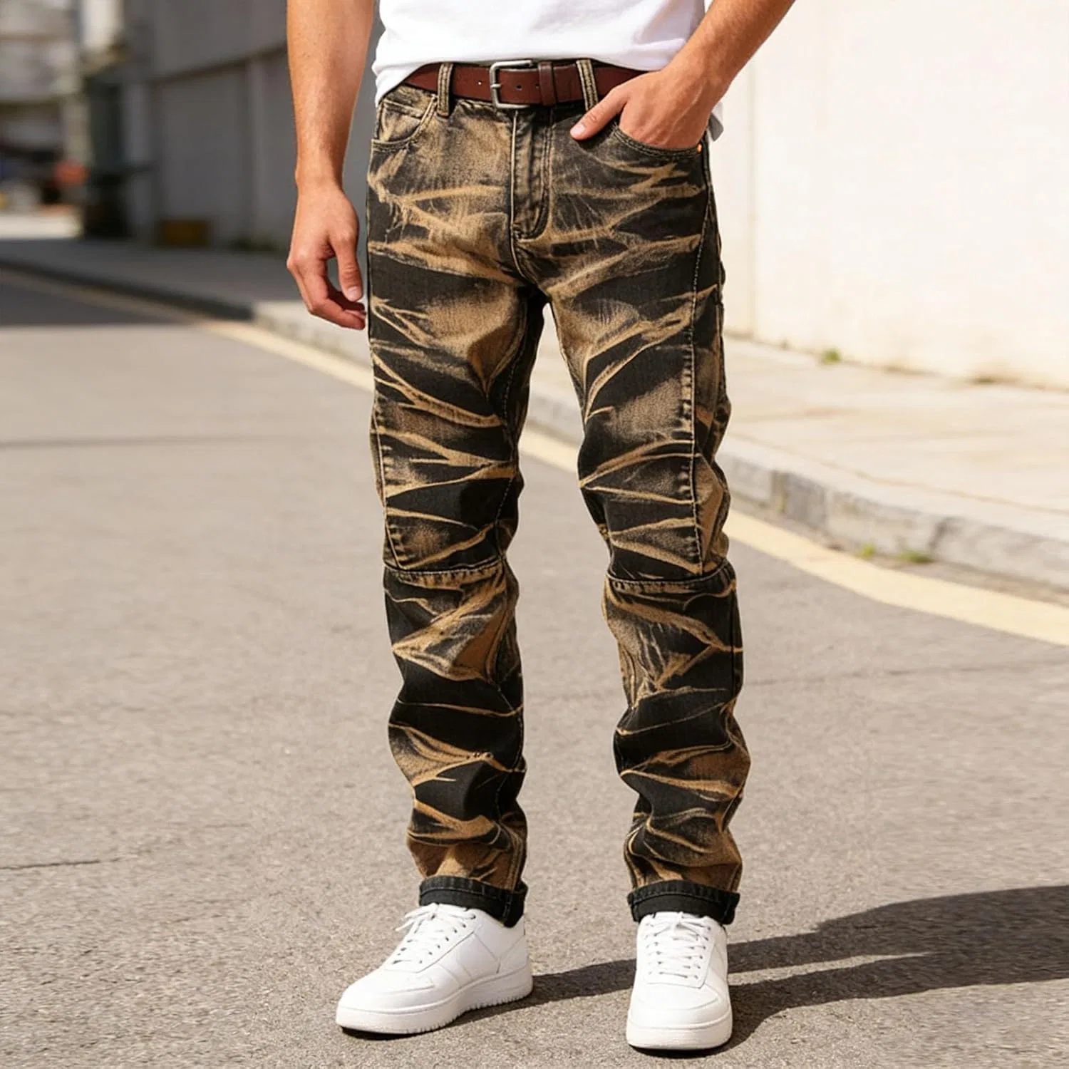 Джинсы прямые Slim Fit, Желтый ретро — фото 4