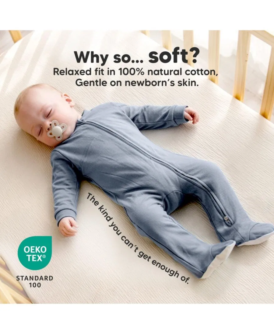 Комплект детских пижам с закрытыми ножками, 2 шт, 100% хлопок, Soothe Sleep N' Play KeaBabies, Slate — фото 3