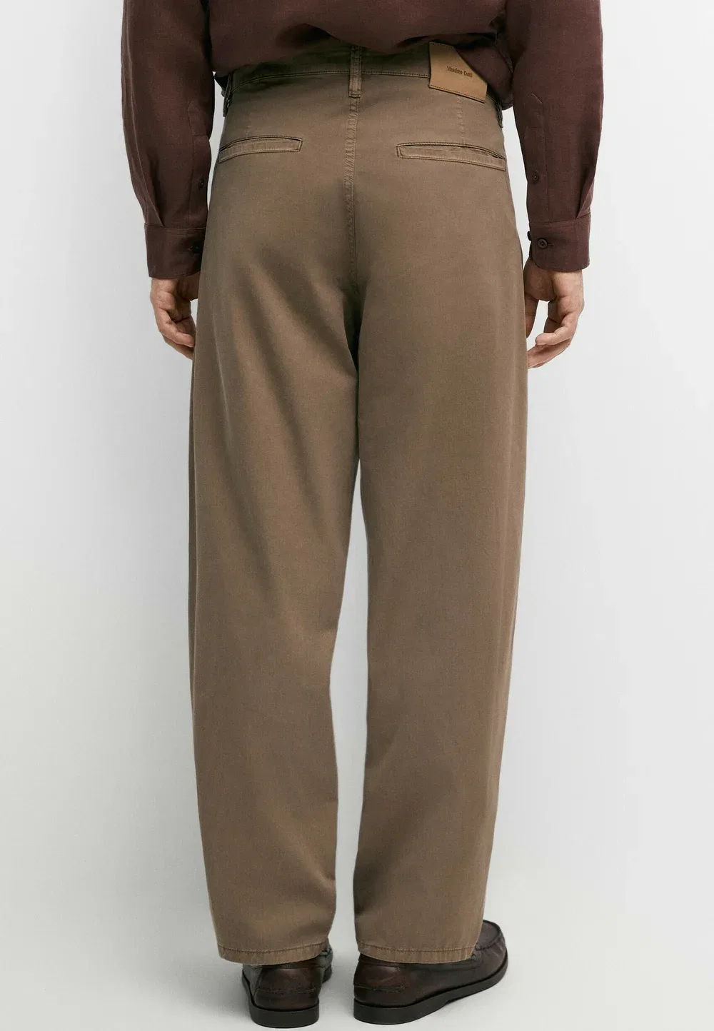 Брюки-Бочонок из поплина с эффектом денима - джинсы свободного кроя Massimo Dutti, Ochre — фото 3