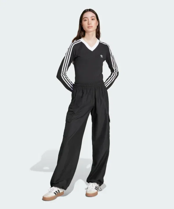 Футболка с длинным рукавом и V-образным вырезом, Adidas, черный