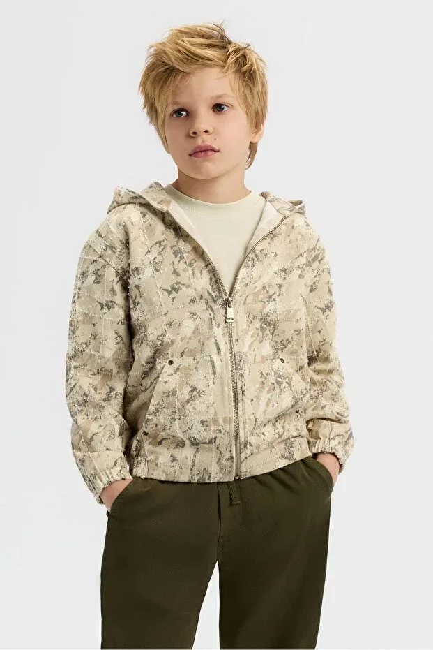 Детский кардиган для мальчиков с принтом Hera Zippered Cardigan Nk Kids, Beige — фото 3