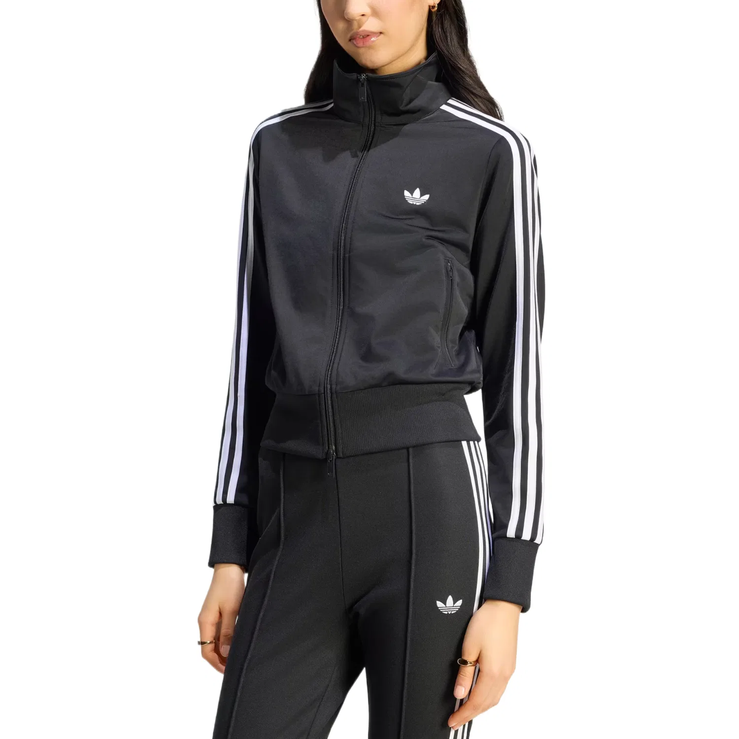Женская куртка с воротником-стойкой Adidas Originals, Black/White — фото 3