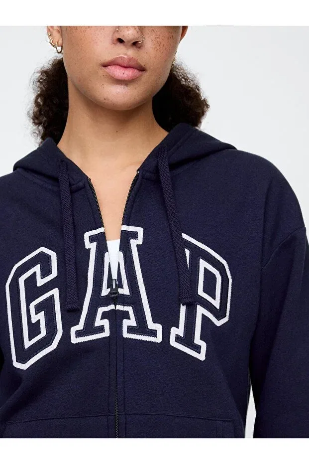 Женские свитшот на молнии с логотипом Gap, Navy-011 — фото 3