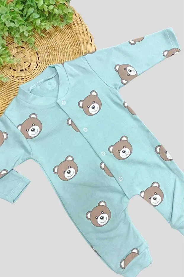 Детское боди-комбинезон без рукавов с принтом Teddy Bear Print Dinamik Çocuk, Greenway — фото 4