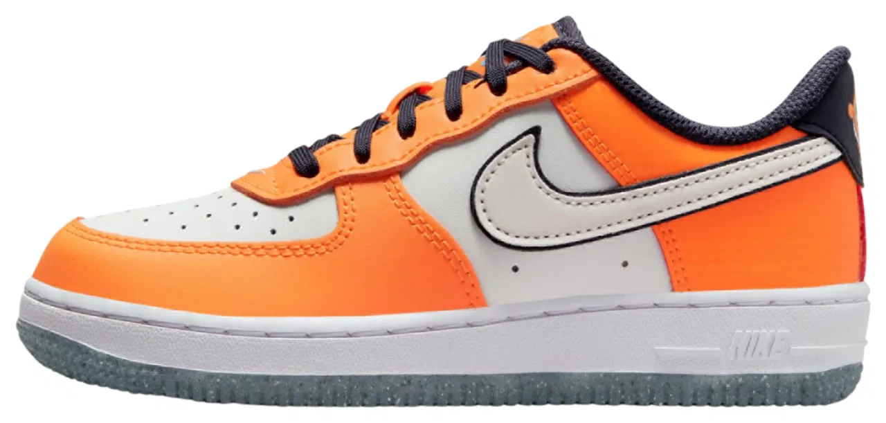Детские кроссовки для мальчиков с принтом рыб Nike Air Force 1 Low SE Littles, Viviid Orange/Summit White/University Blue — фото 2