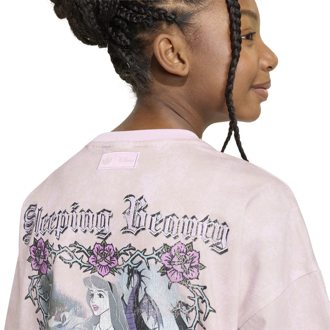 Детская футболка для девочек оверсайз Adidas Originals x Disney Villains OS Washed T-Shirt, Orchid Fusion — фото 4