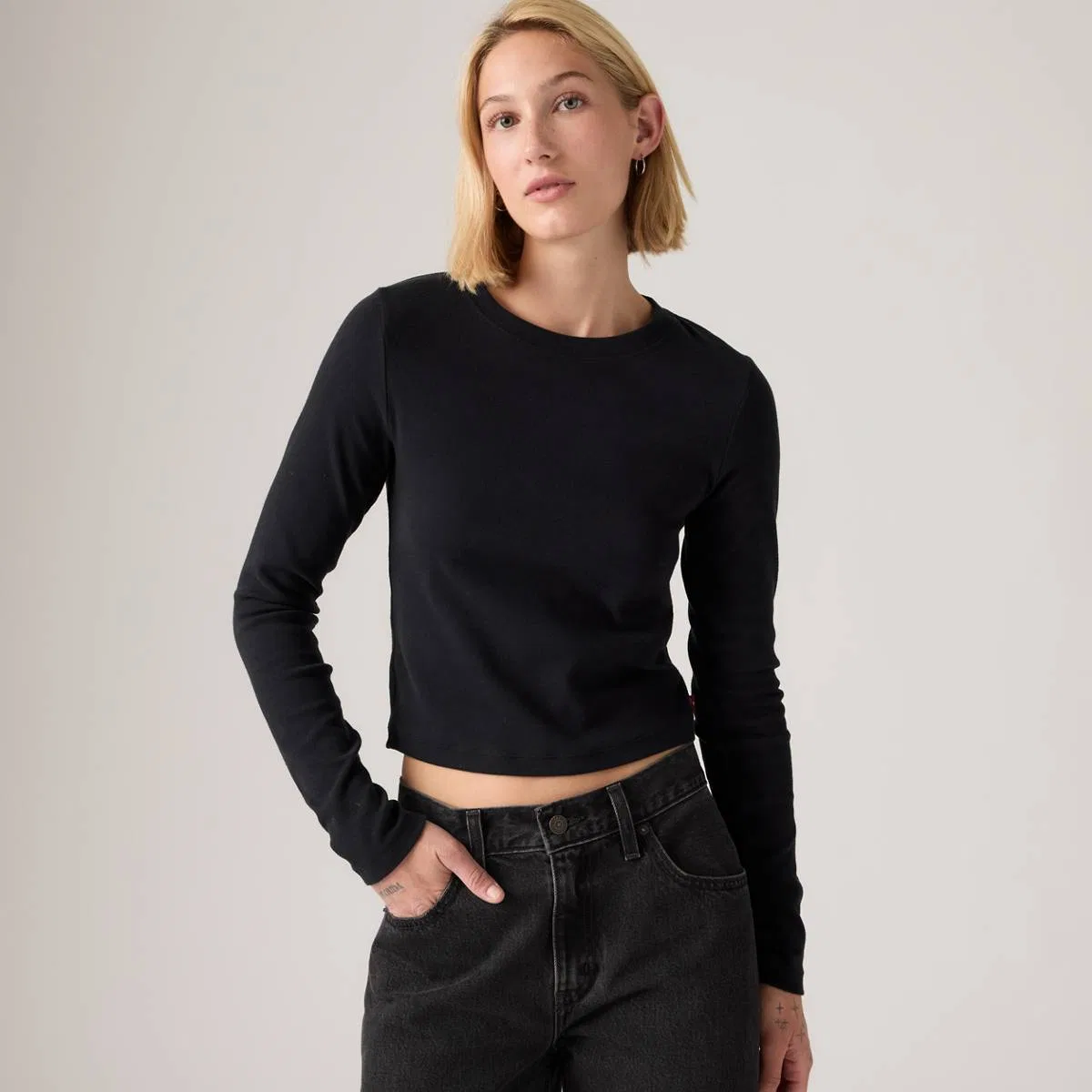 Базовая детская футболка с длинными рукавами Levi's, Anthracite Night - Black