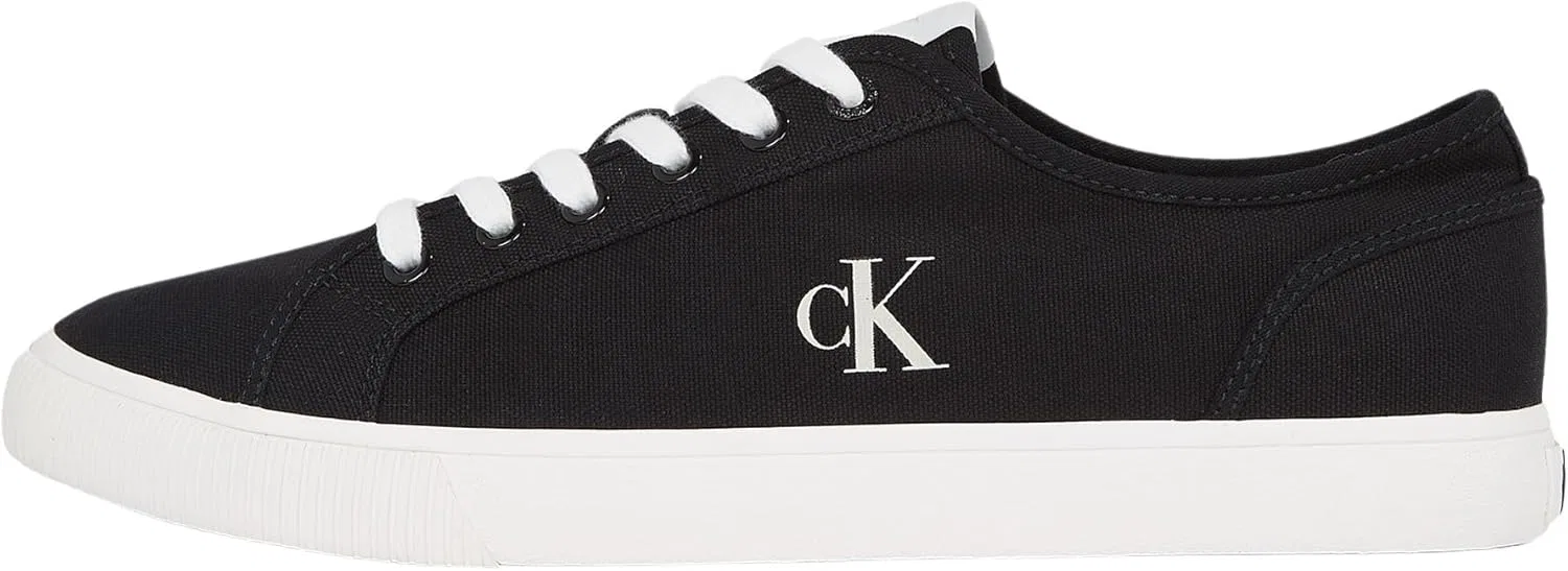 Мужские низкие кроссовки Calvin Klein из вулканизированной парусины, Black Ck Black Bright White