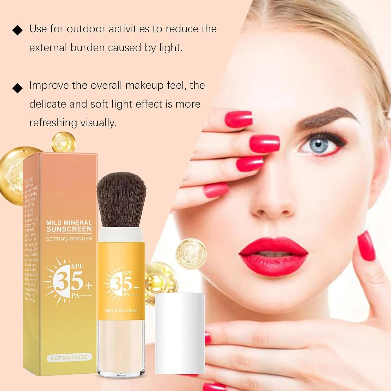 Солнцезащитная пудра SPF35, Матовая, Водостойкая, 1 шт Generisch — фото 3