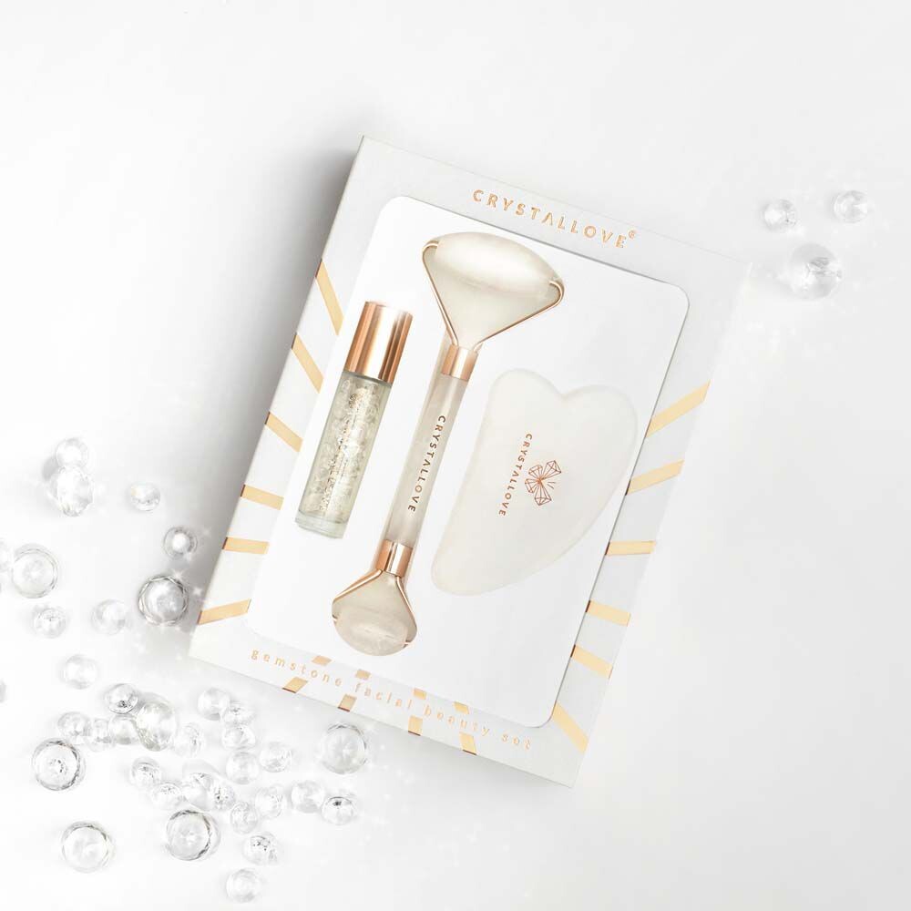 Crystallove Crystal Collection набор для массажа лица со стразами: валик для лица, 1 шт. + пластина гуаша, 1 шт. + ролл на бутылке, 1 шт. — фото 3