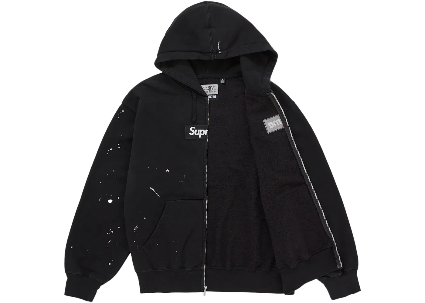 Мужская худи на молнии Supreme MM6 Maison Margiela Box Logo Zip Up Hooded Sweatshirt Black, Black — фото 2