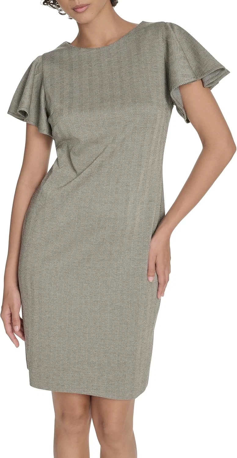 Женское платье-футляр с коротким рукавом-крылышко Tommy Hilfiger, Black/Latte