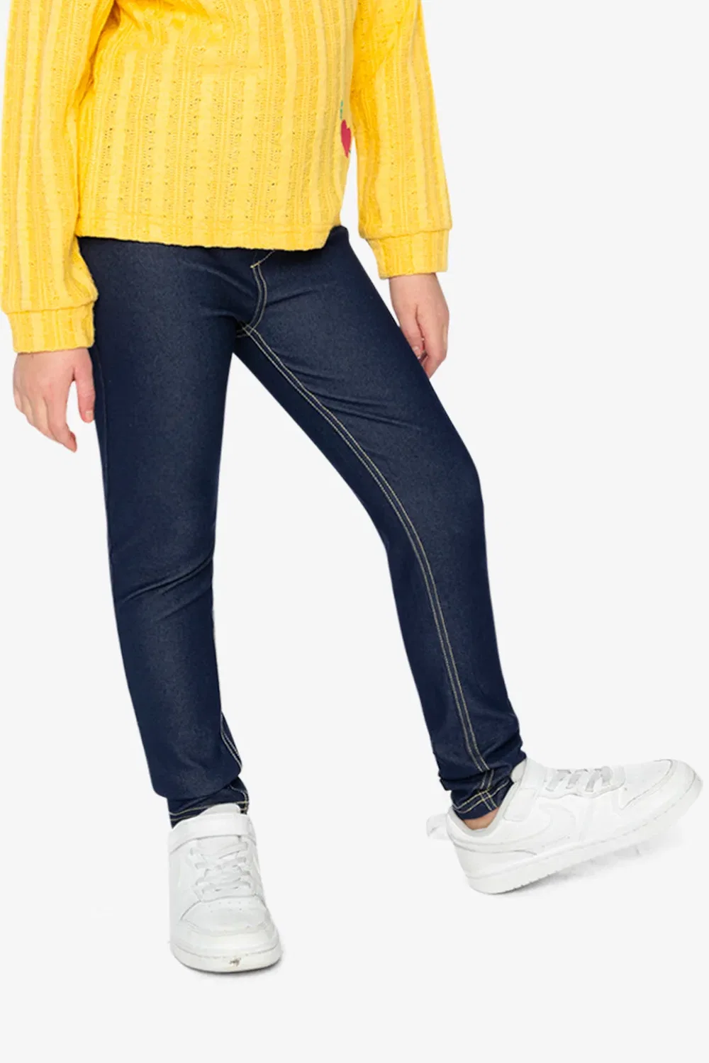 Детские леггинсы джинсовые с эффектом денима на резинке Deux par Deux, Navy Blue Denim — фото 2