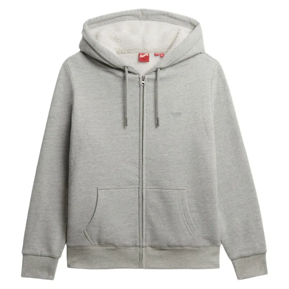 Худи на молнии Superdry Essential Borg Lined, серый