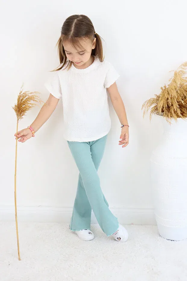 Детские леггинсы для девочек хлопковые Fesshera Kids, Turquoise — фото 3
