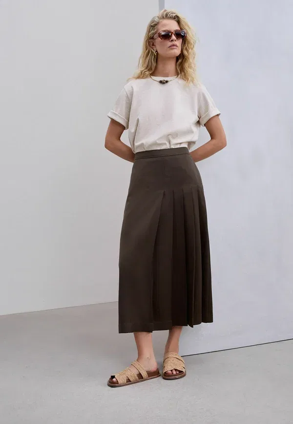 Юбка сатиновая A-line skirt Next, chocolate brown, коричневый/шоколадный — фото 4