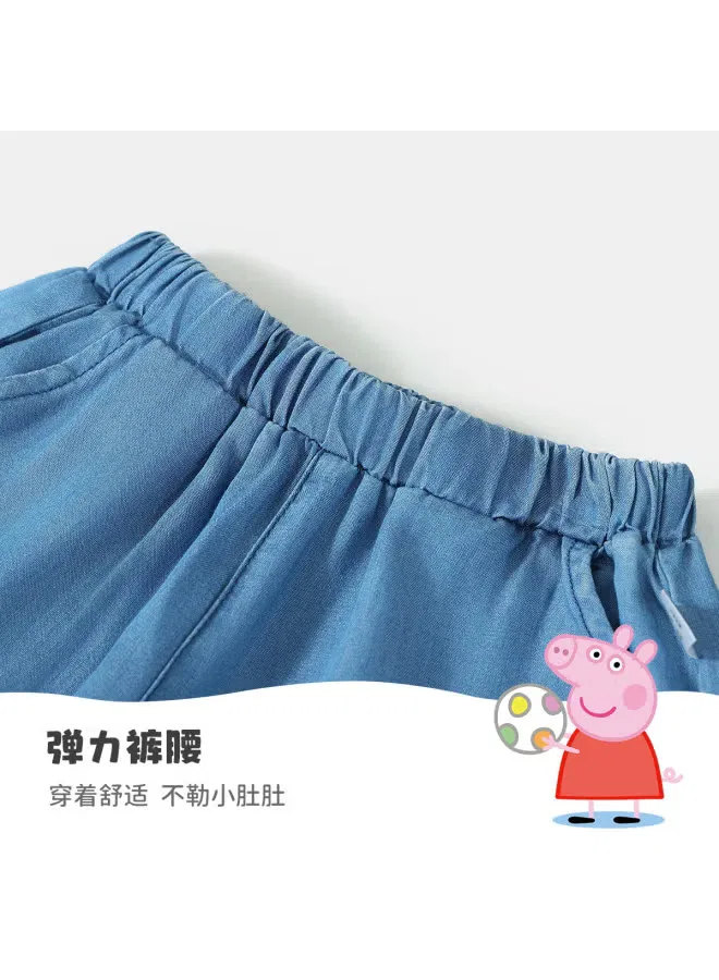 Шорты джинсовые летние тонкие мягкие для мальчиков Peppa Pig, темно-синий — фото 4