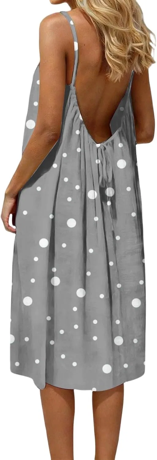 Женское летнее платье-сарафан с открытой спиной Casual, 2-gray