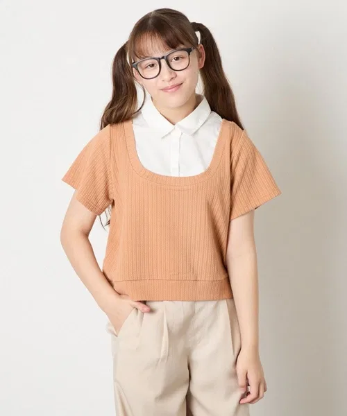 Детское лонгслив с имитацией рубашки с длинным рукавом модель Shirt Layered Knit, a.v.v, Black — фото 2