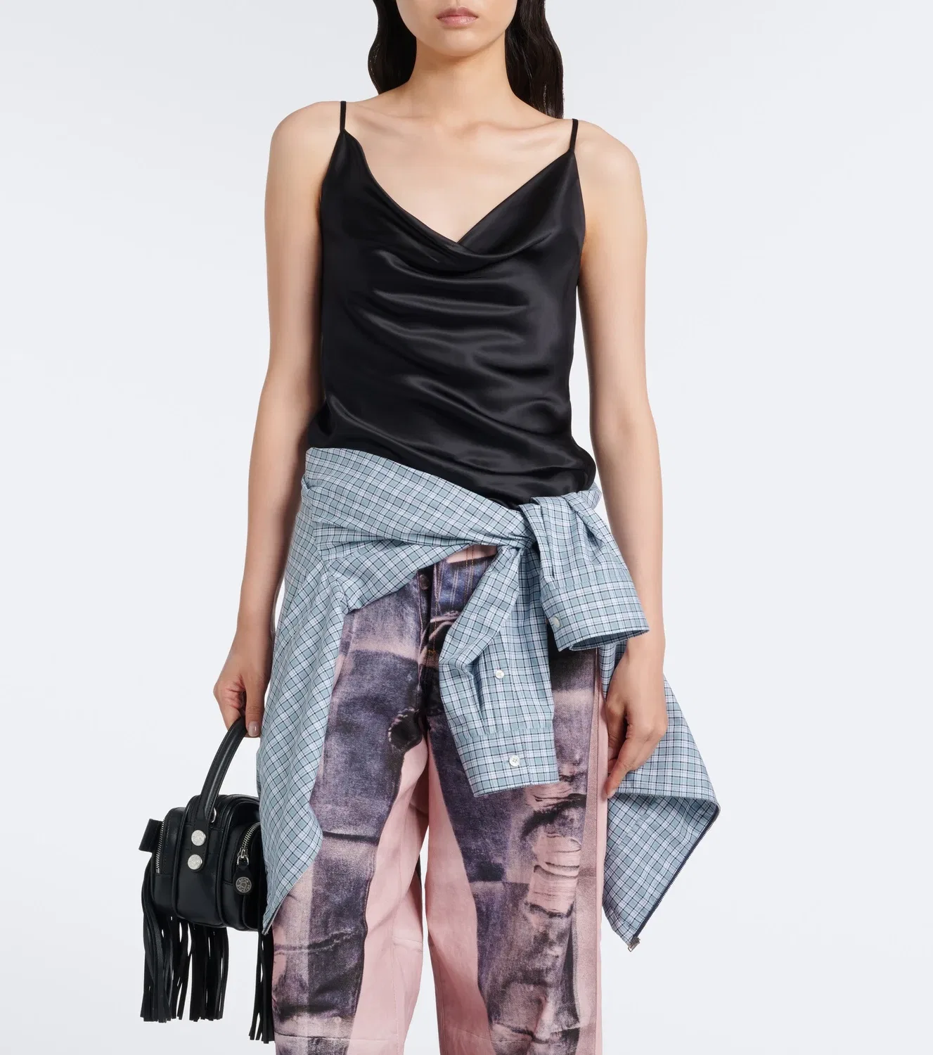 Атласный камзол с боковым разрезом Acne Studios, черный — фото 2