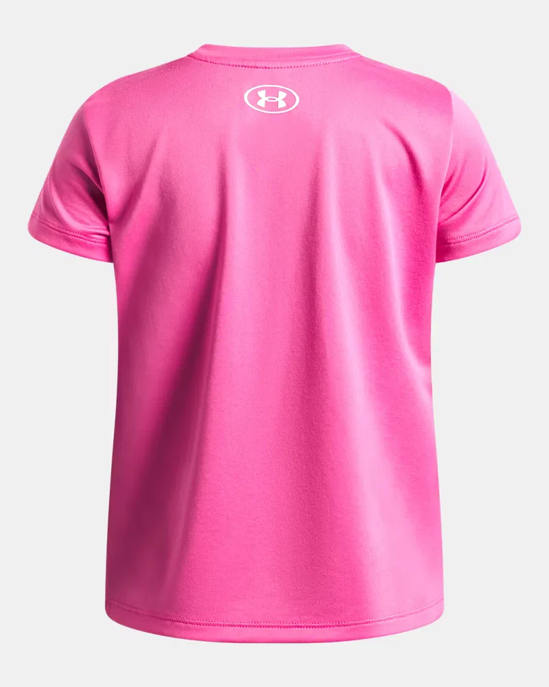 Футболка для девочек с коротким рукавом из быстросохнущей ткани UA Tech UnderArmour, Pink Frenzy/White — фото 2