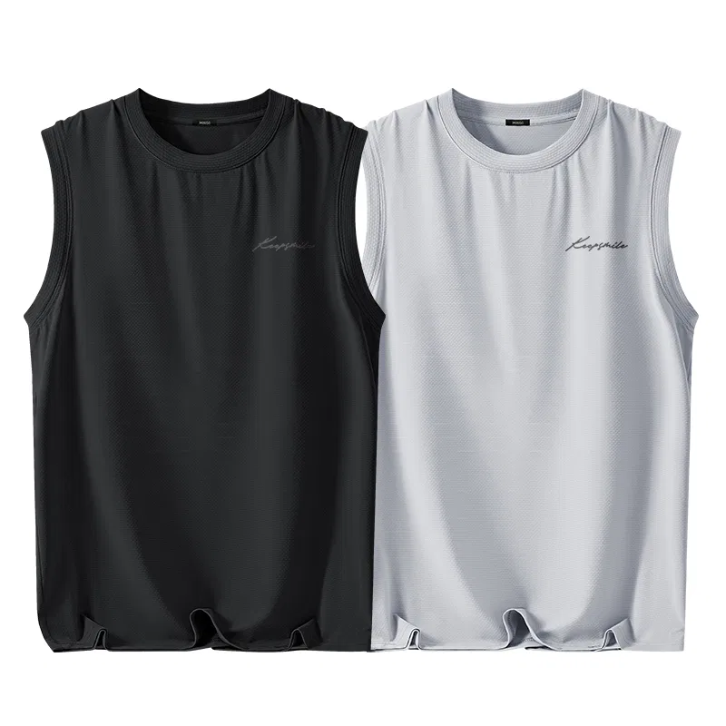 Детский топ без рукавов MINISO, Black (Ma Black And White Smiling Face Chest Logo)+Light Gray (Ma Black And White Smiling Face Chest Logo)