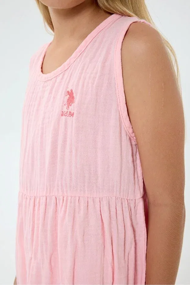 Детское платье для девочек хлопковое U.S. Polo Assn., Salmon — фото 4