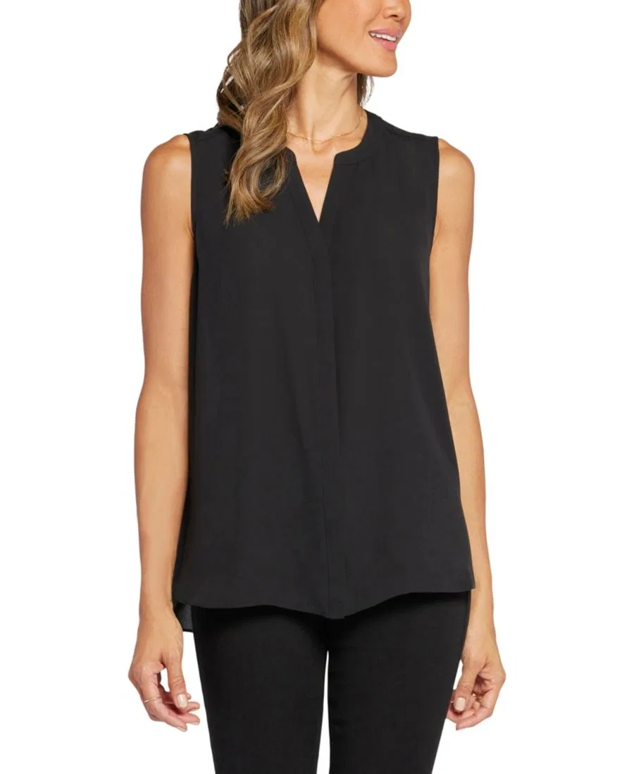 Блузка без рукавов с защипами, модель Sleeveless Pintuck Top NYDJ, Black