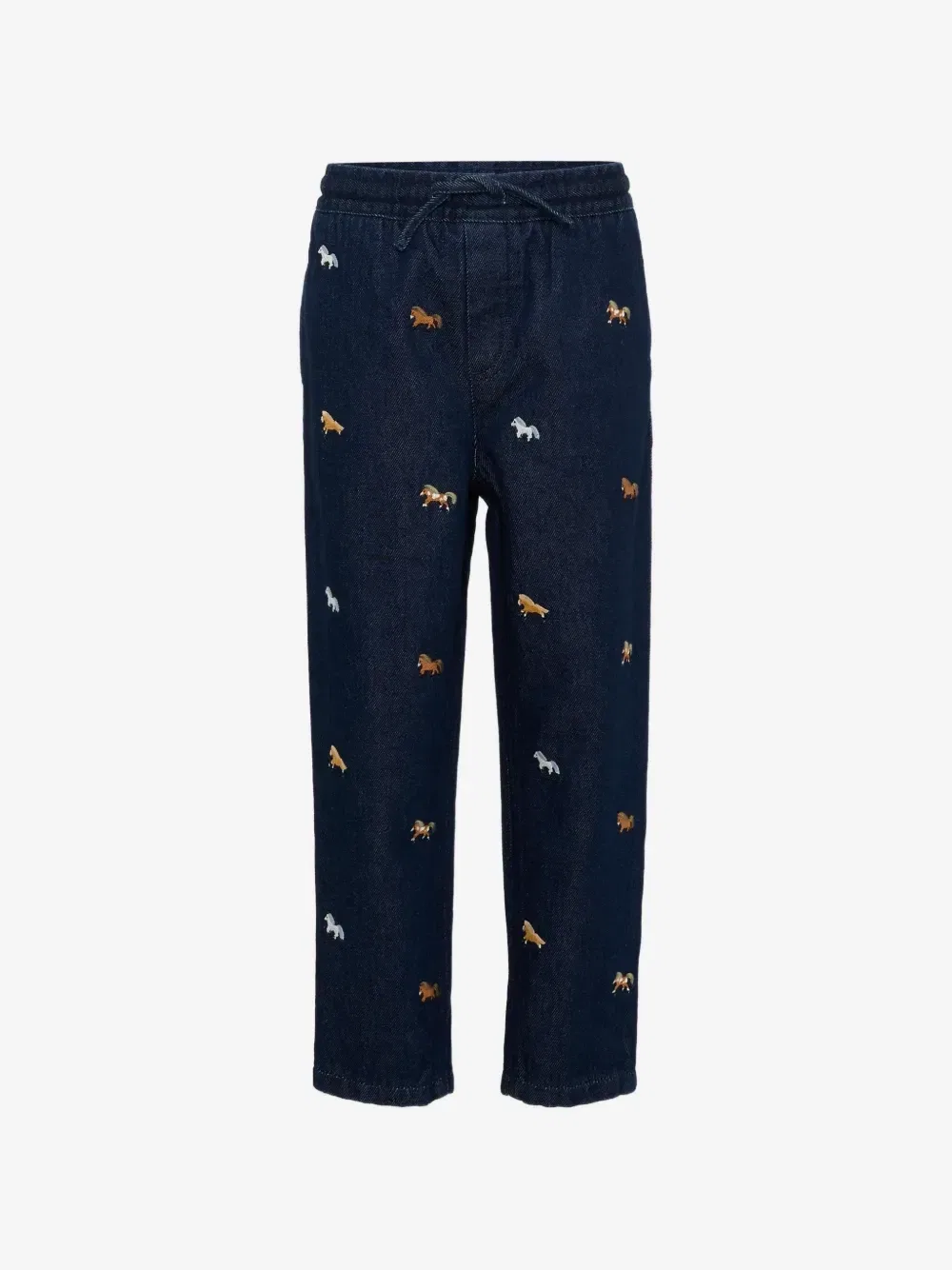 Прямые джинсы с кулиской и вышивкой Stella McCartney Kids, синий