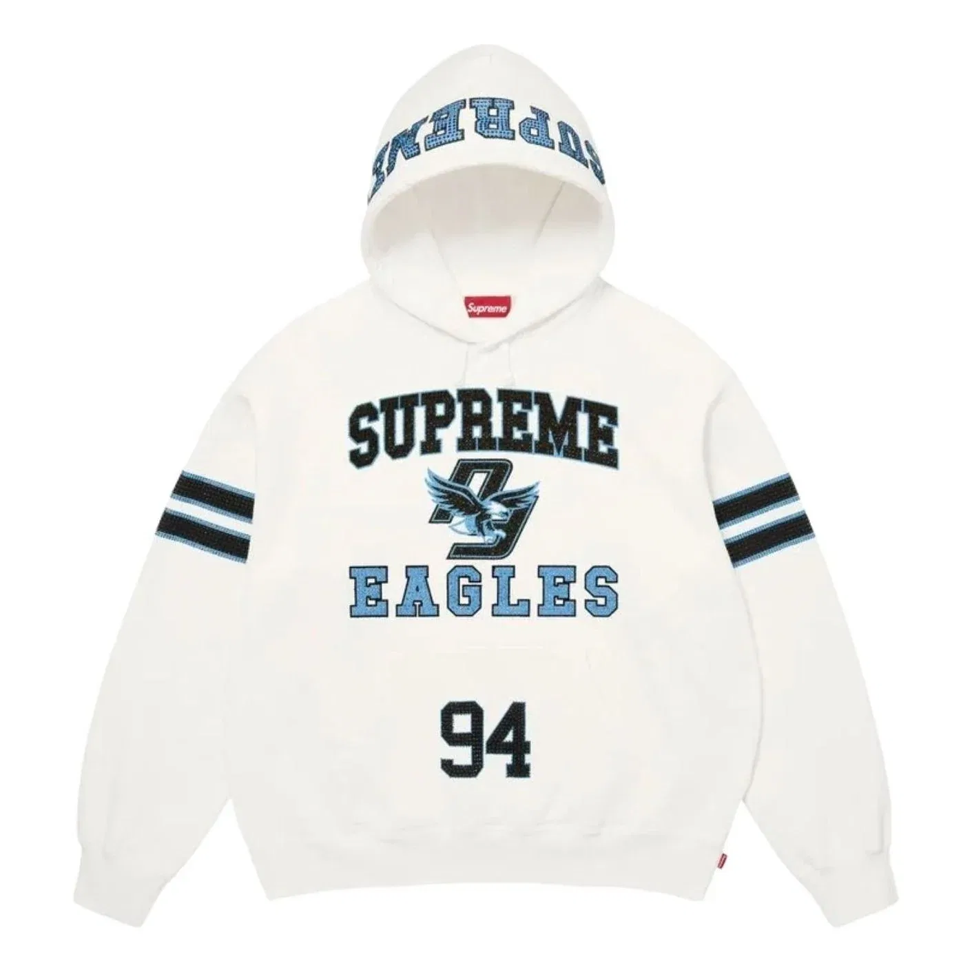 Мужское худи FW26 Rhinestone Eagle Hooded Sweatshirt 'White' Supreme, белый
